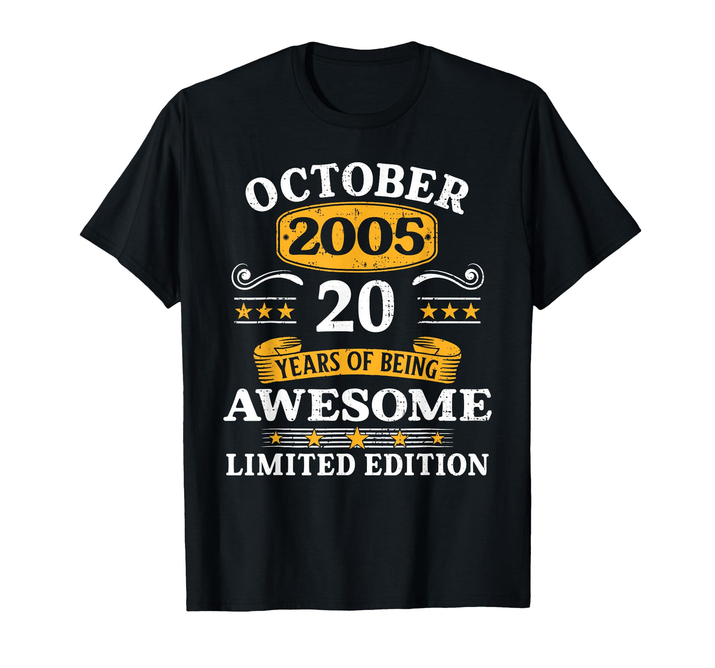 20 Years Old Awesome Since October 2005 20th Birthday Gifts T-Shirt