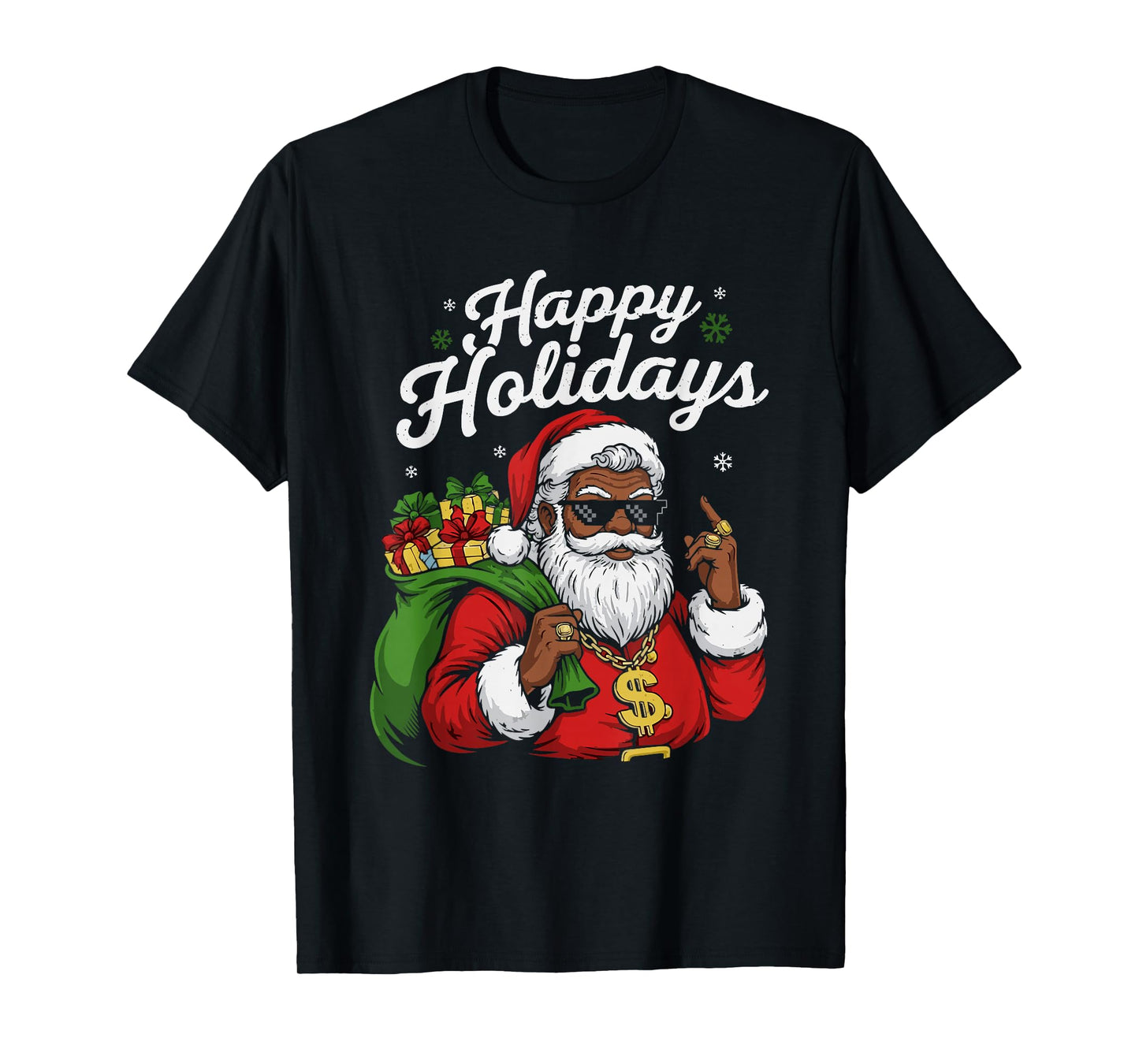 African American Santa Claus Black Christmas Cool Happy Xmas T-Shirt