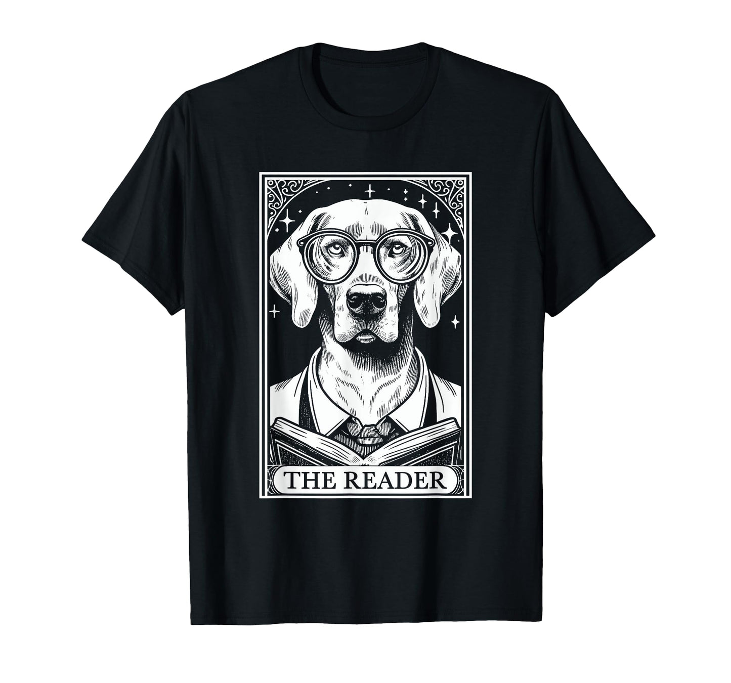 Tarot Card Vintage Weimaraner Dog Book Lover The Reader T-Shirt