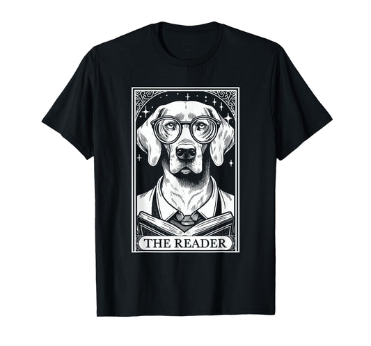Tarot Card Vintage Weimaraner Dog Book Lover The Reader T-Shirt