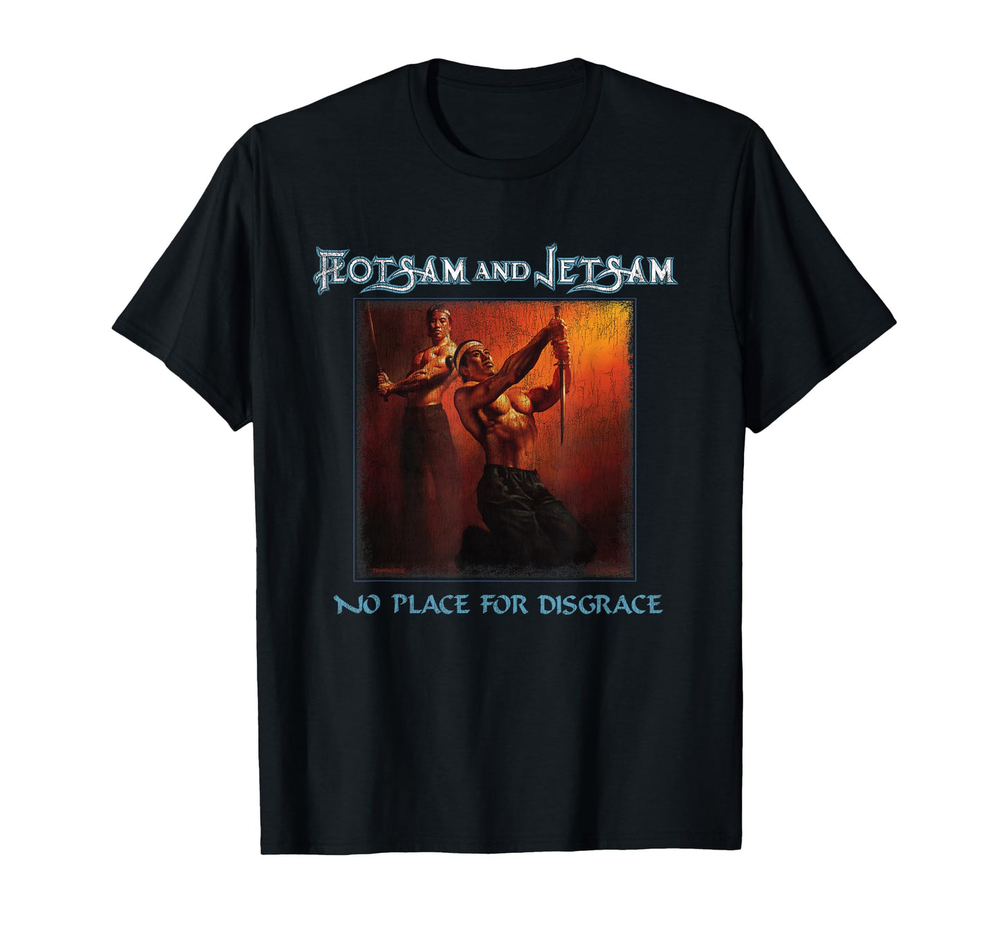 Manic Merch LLC Flotsam and Jetsam - No Place for Disgrace Unisex Classic Fit Black T-Shirt