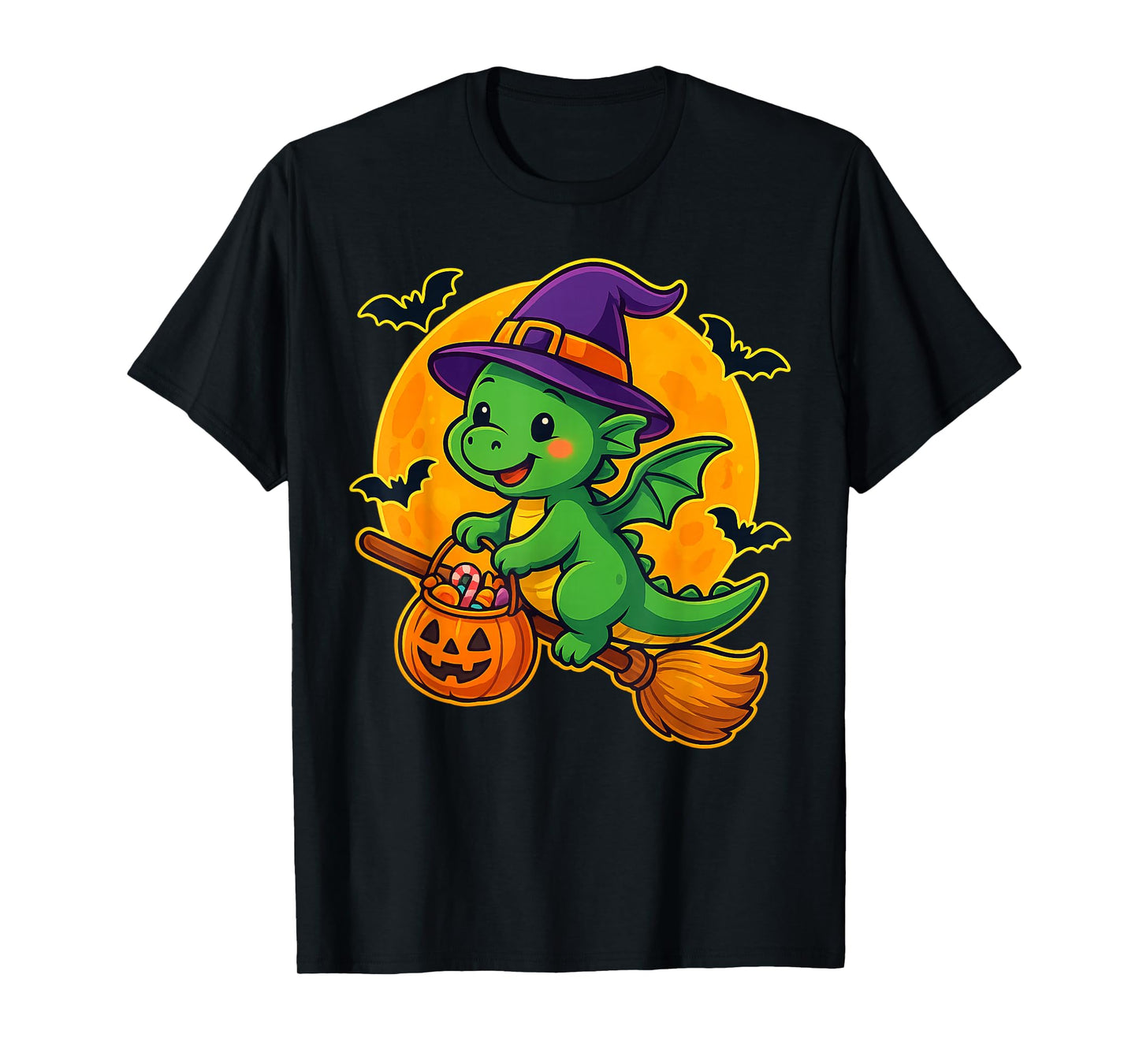 Cute Dragon Witch Pumpkin Halloween Costume Boys Girls T-Shirt