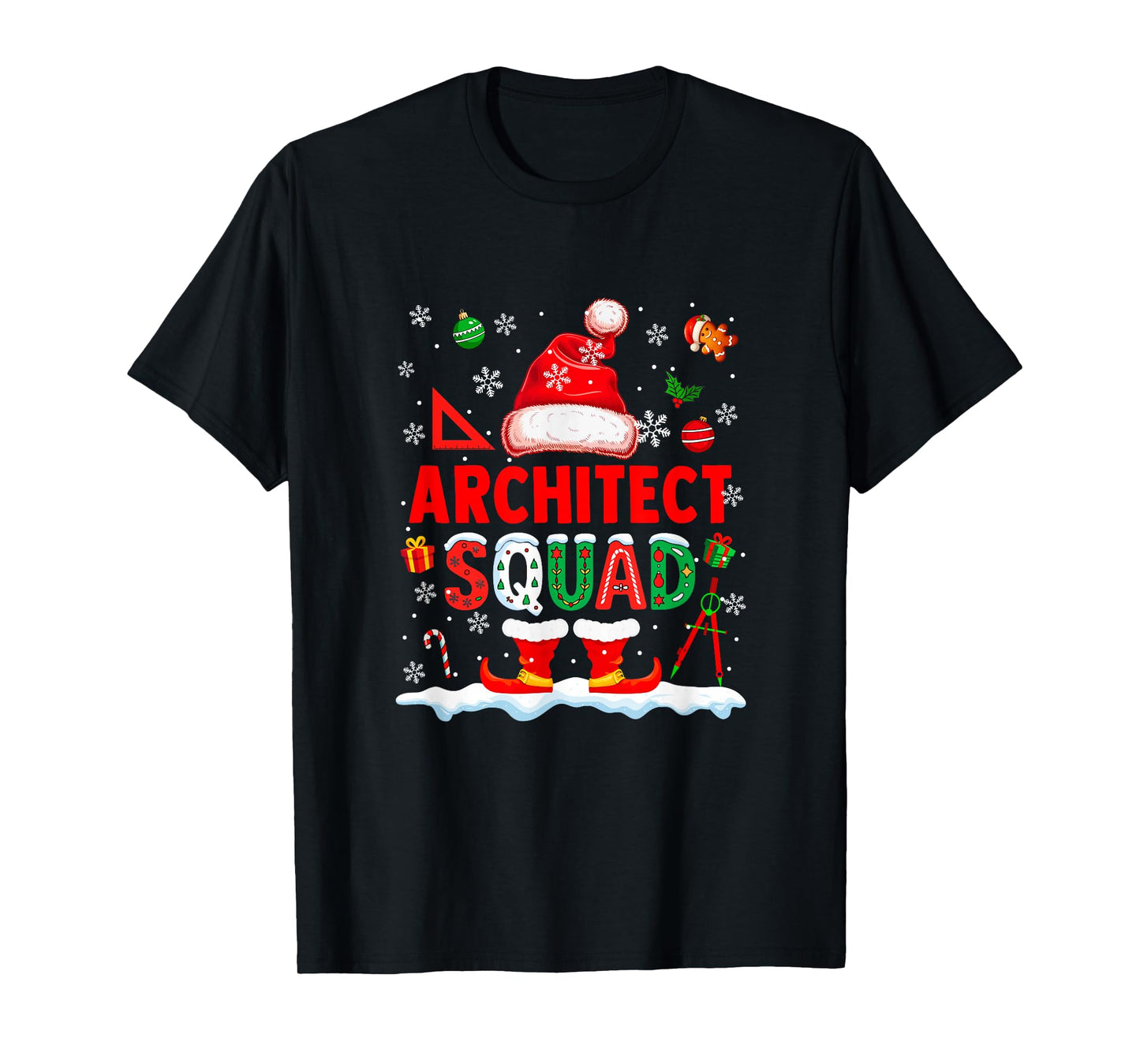 Architect Squad Men Job Christmas Santa Costume Bow Tie T-Shirt