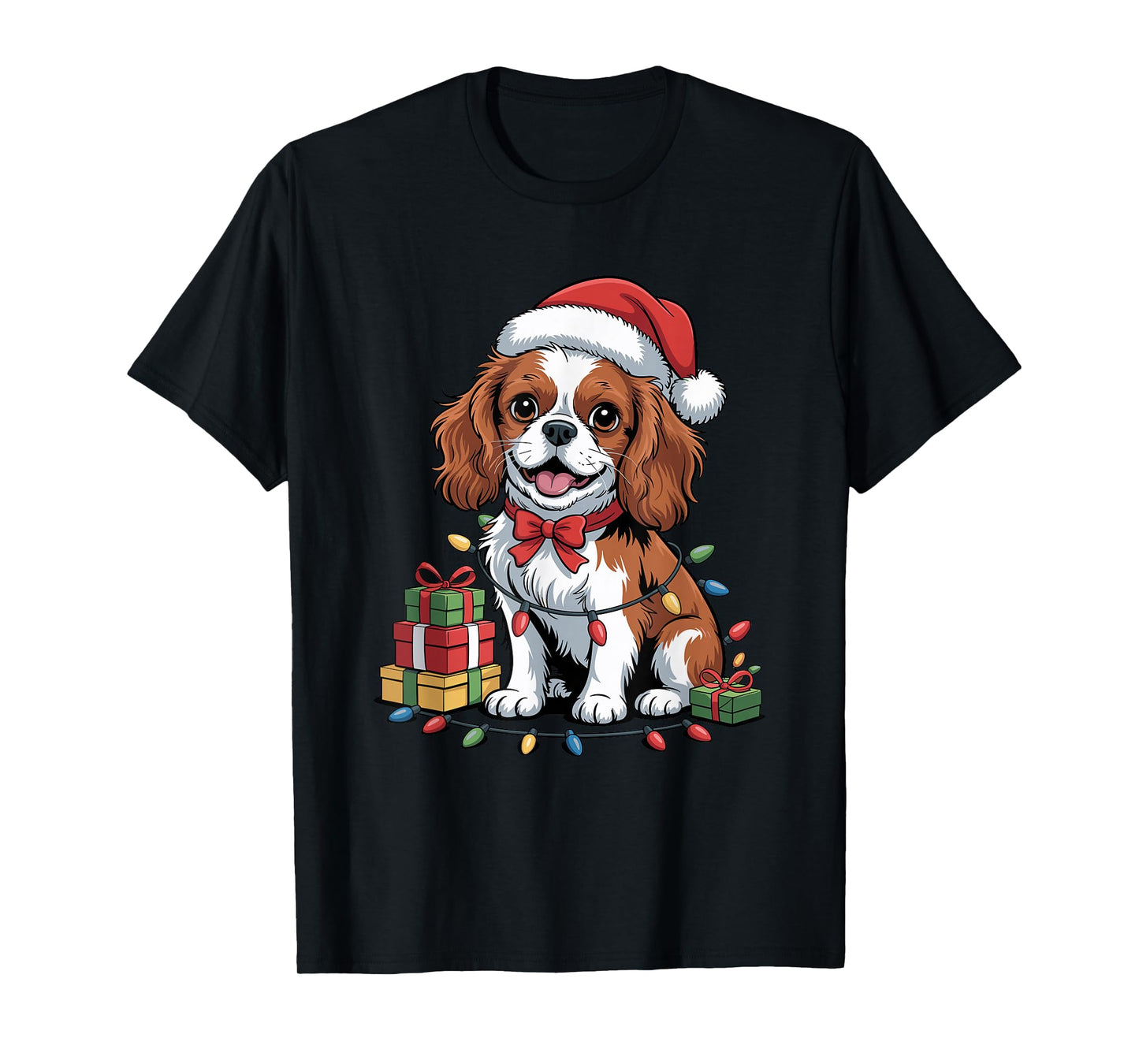 Cute Cavalier Santa Hat Christmas Xmas Dog Lover Holiday T-Shirt