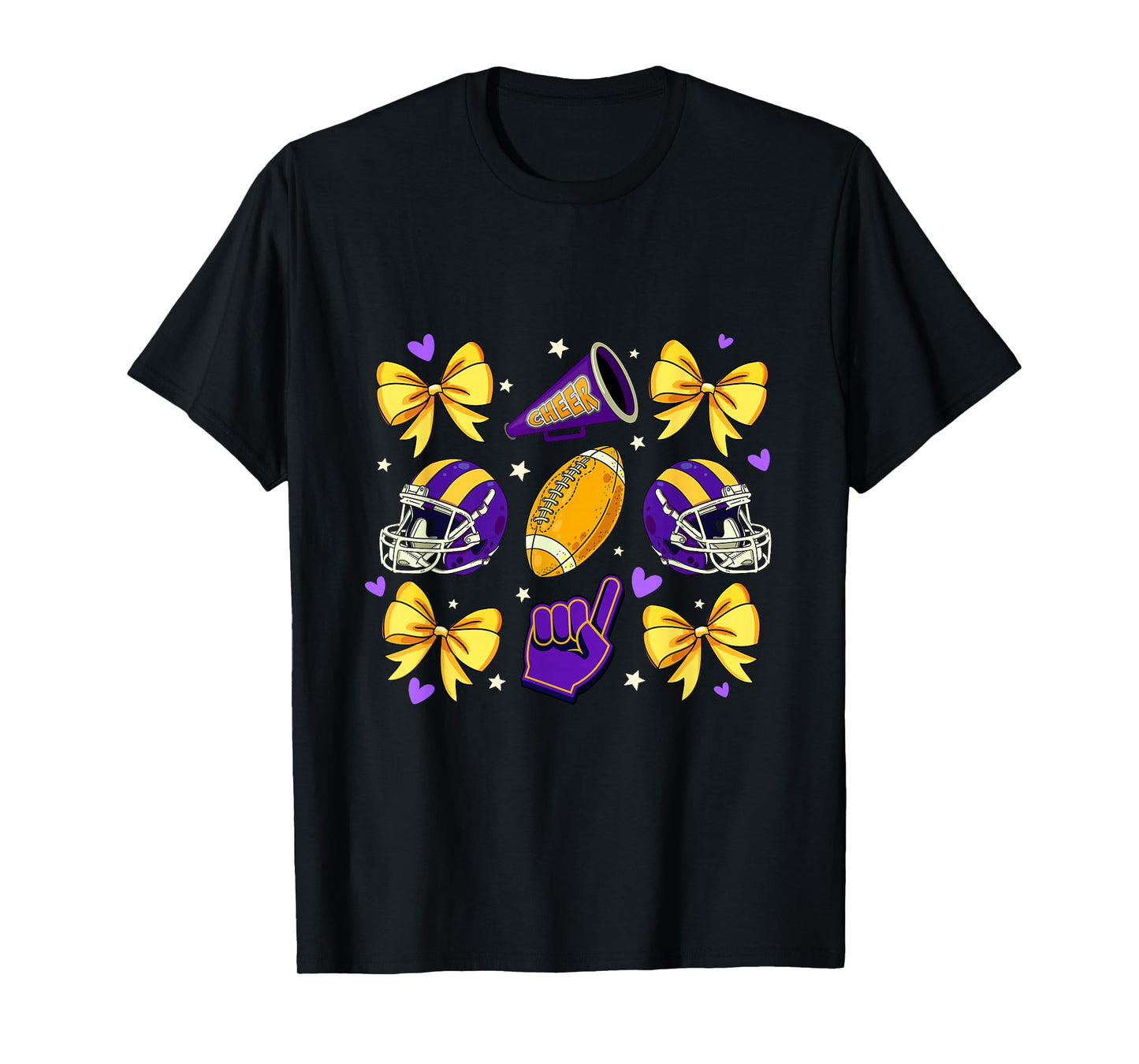 Football Cheer Mom Sister Coquette Bow Game Day Purple Women T-Shirt