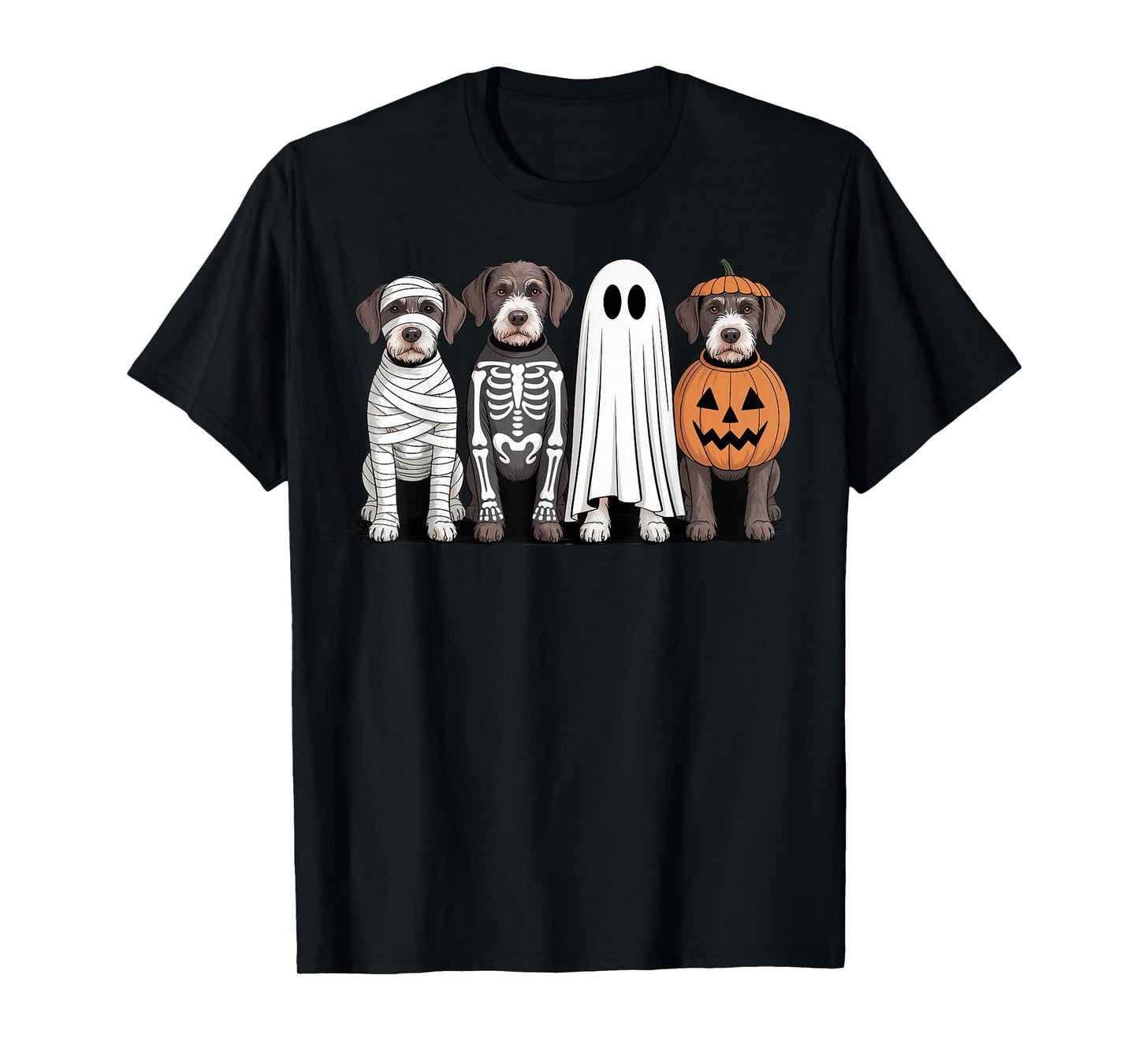 Spooky Ghost GWP Pumpkin Halloween Dog Skeleton T-Shirt