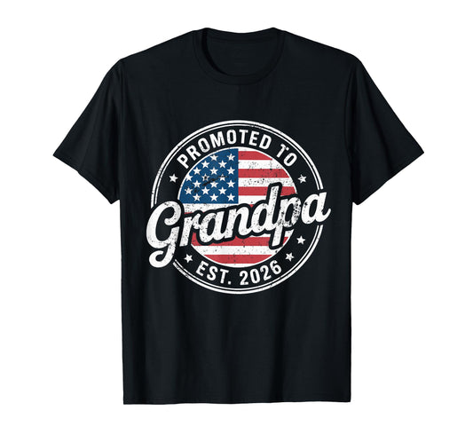 Mens Promoted To Grandpa Est. 2026 New Grandpa USA Vintage T-Shirt