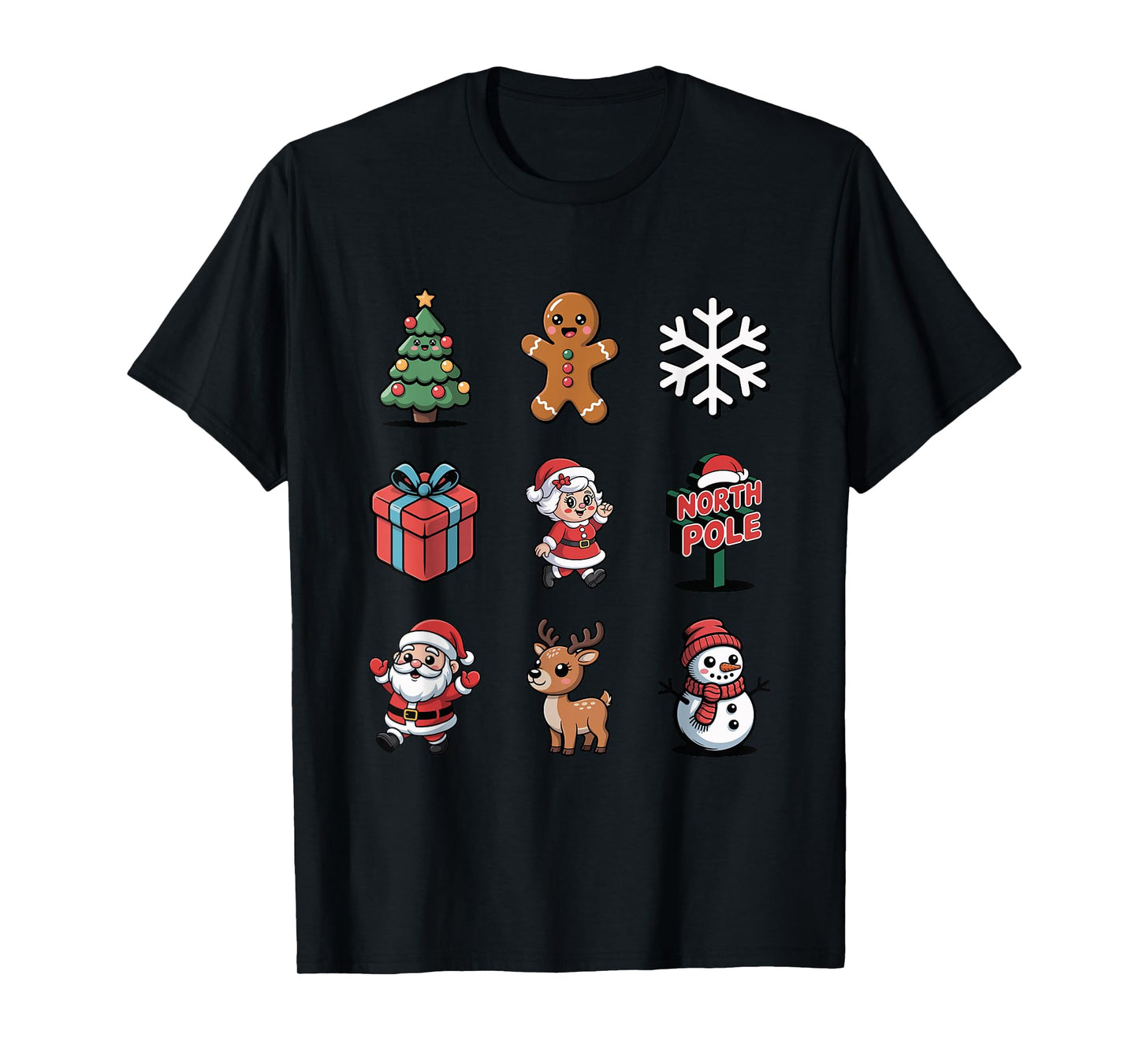 Cute Christmas Tree Gingerbread Santa Reindeer Elf T-Shirt