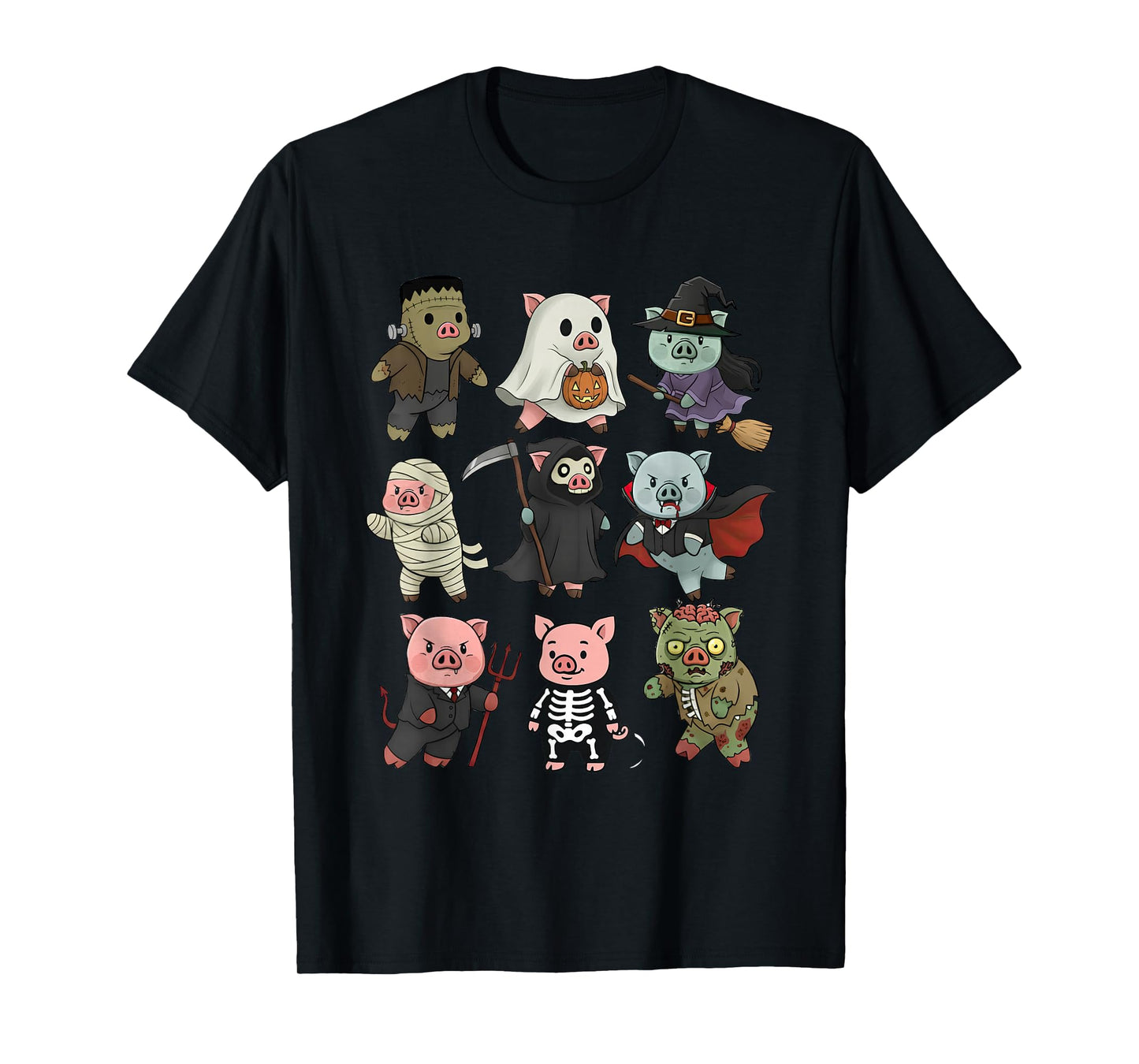 Cute Pig Ghost Zombie Witch Mummy Halloween Costume Kids T-Shirt