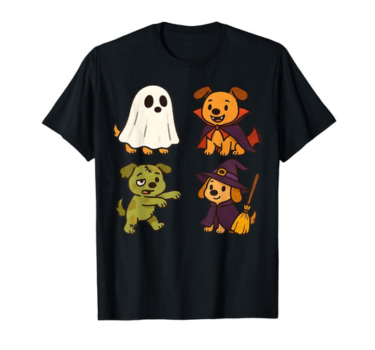 Dog Spooky Witch Boo Zombie Cute Dog Halloween Boys Girls T-Shirt