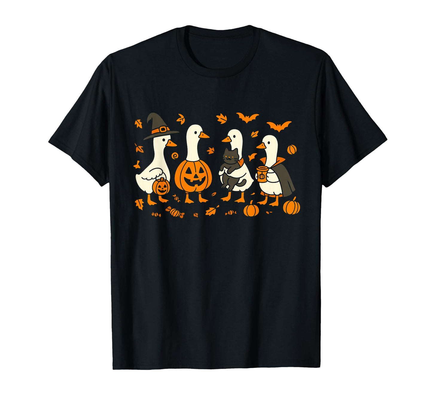 Spooky Goose Halloween Ghost Witch Pumpkin Costume Party T-Shirt
