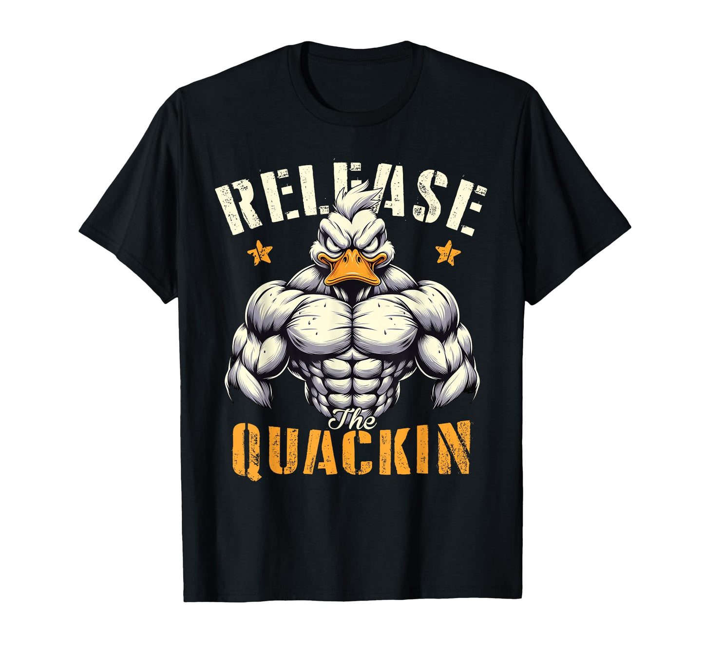 Release The Quackin Muscle Duck Funny Workout Gym Sayings T-Shirt