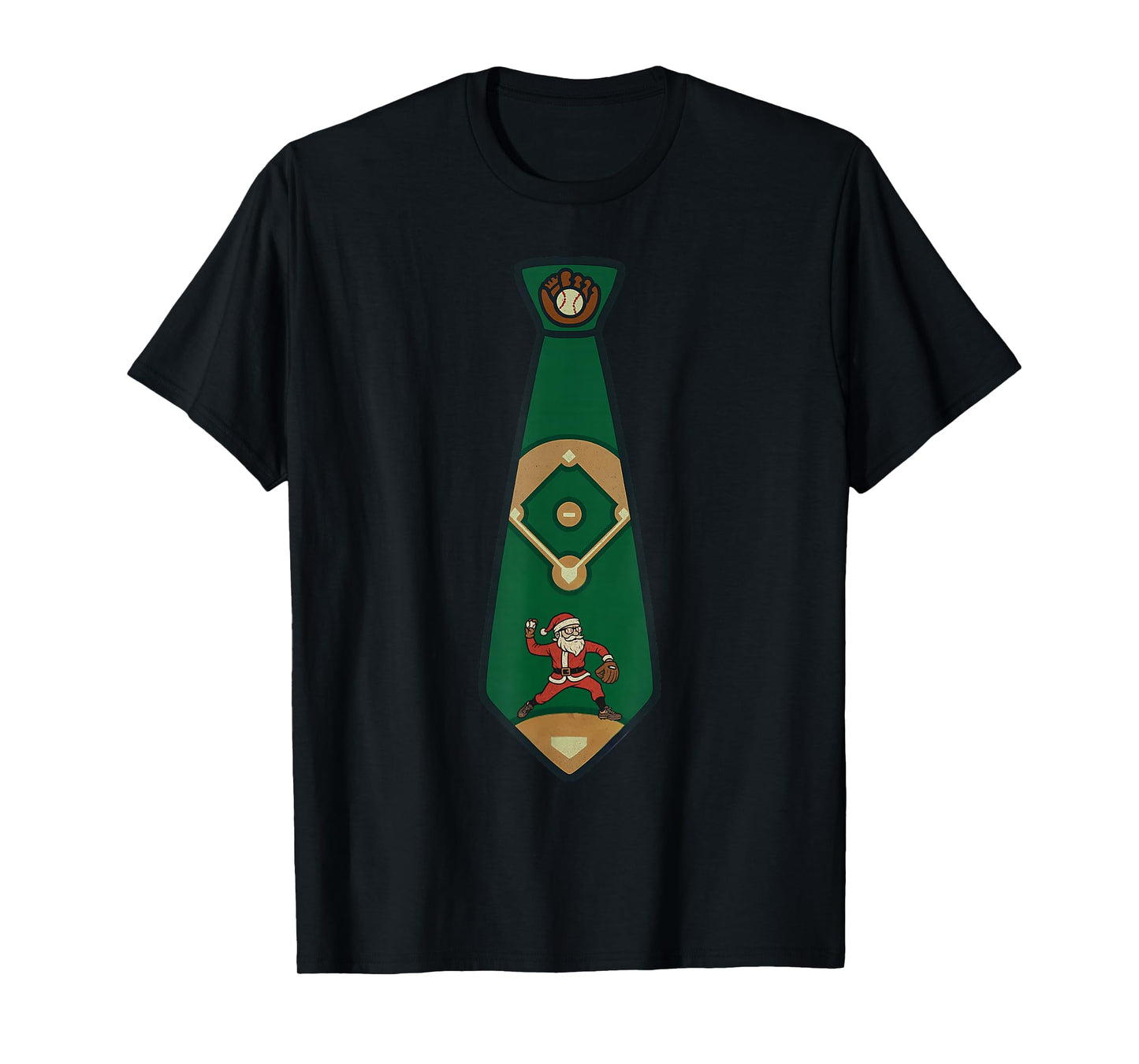 Santa Claus Playing Baseball Xmas Holiday Funny Christmas T-Shirt