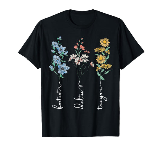 Retro Foxtrots Deltas Tangos Flower T-Shirt