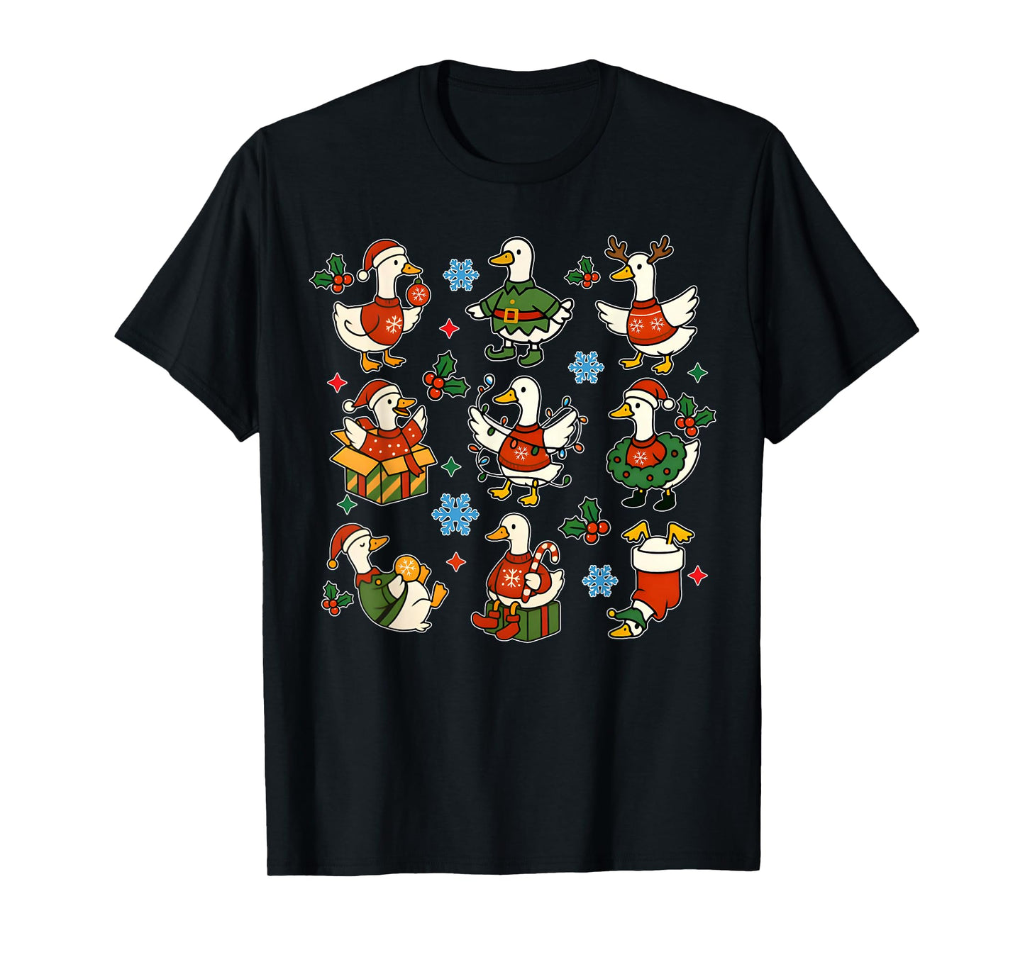 Retro Christmas Silly Goose Christmas Light Goosemas Funny T-Shirt