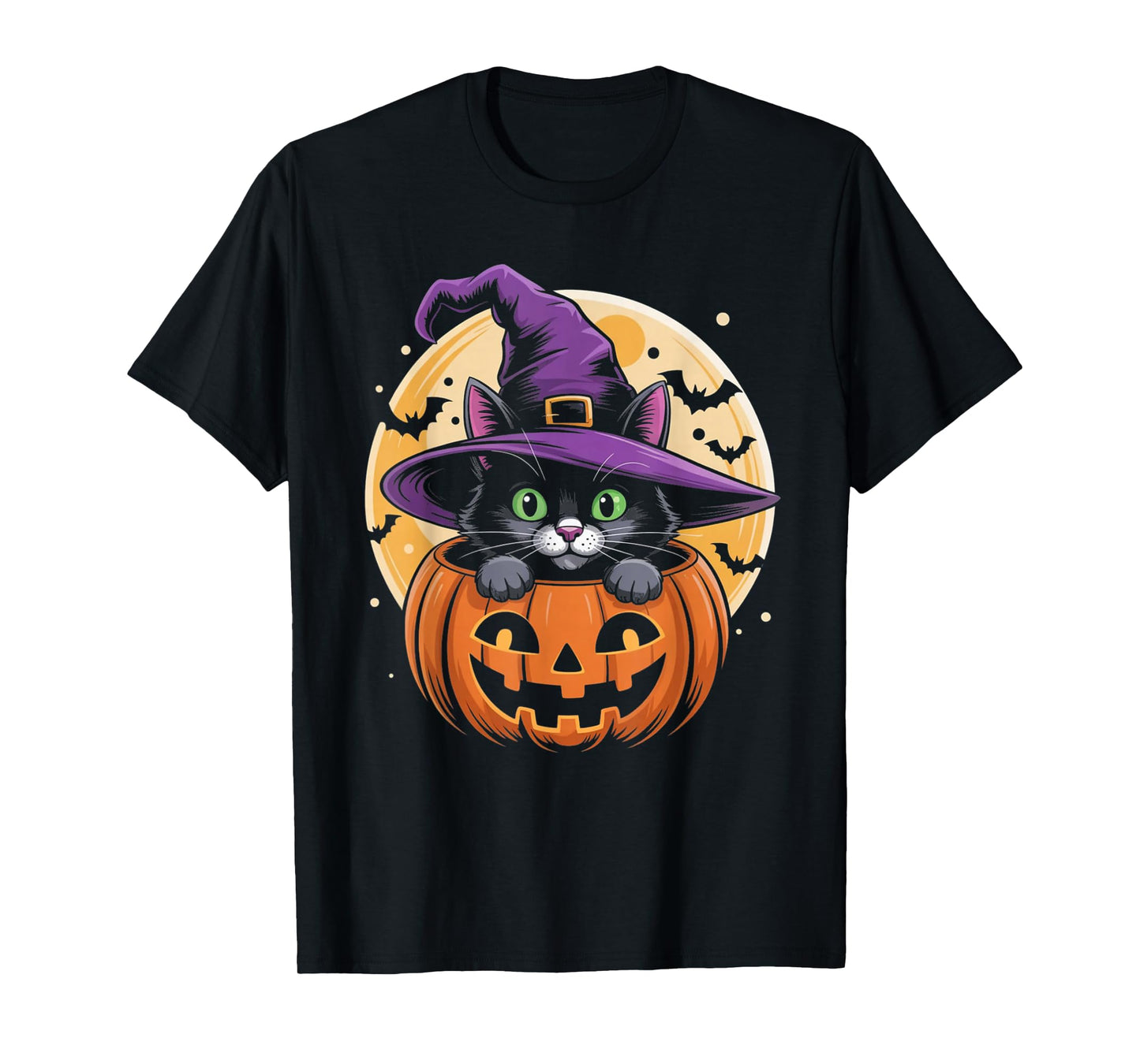 Cat Halloween Pumpkin Black Cat Scarry Spooky Gifts Kids T-Shirt