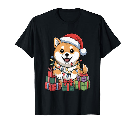 Cute Shiba Inu Santa Hat Christmas Xmas Dog Lovers Holiday T-Shirt