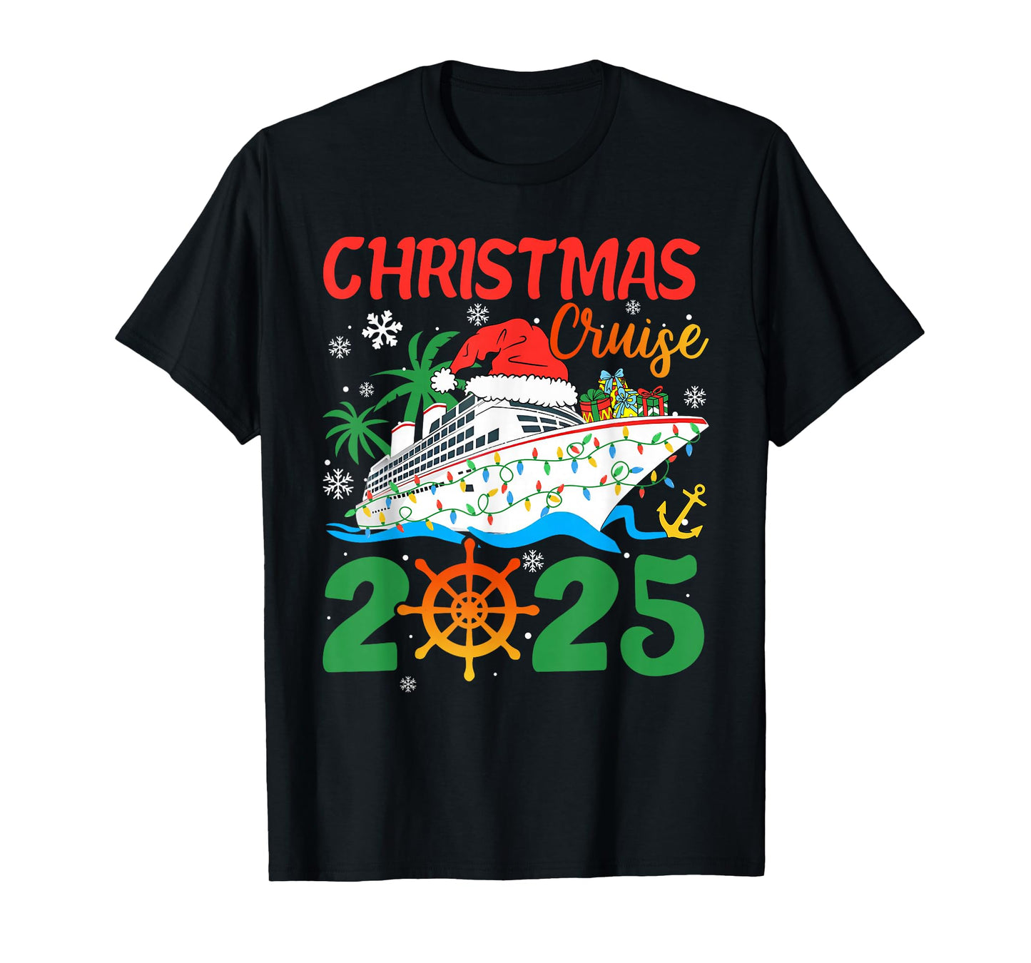 Christmas Cruise 2025 Xmas Lights Pajamas Holiday Family T-Shirt