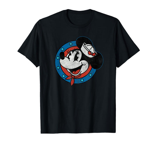 Disney Cruise Sailor Minnie Mouse Distressed Retro Vintage T-Shirt