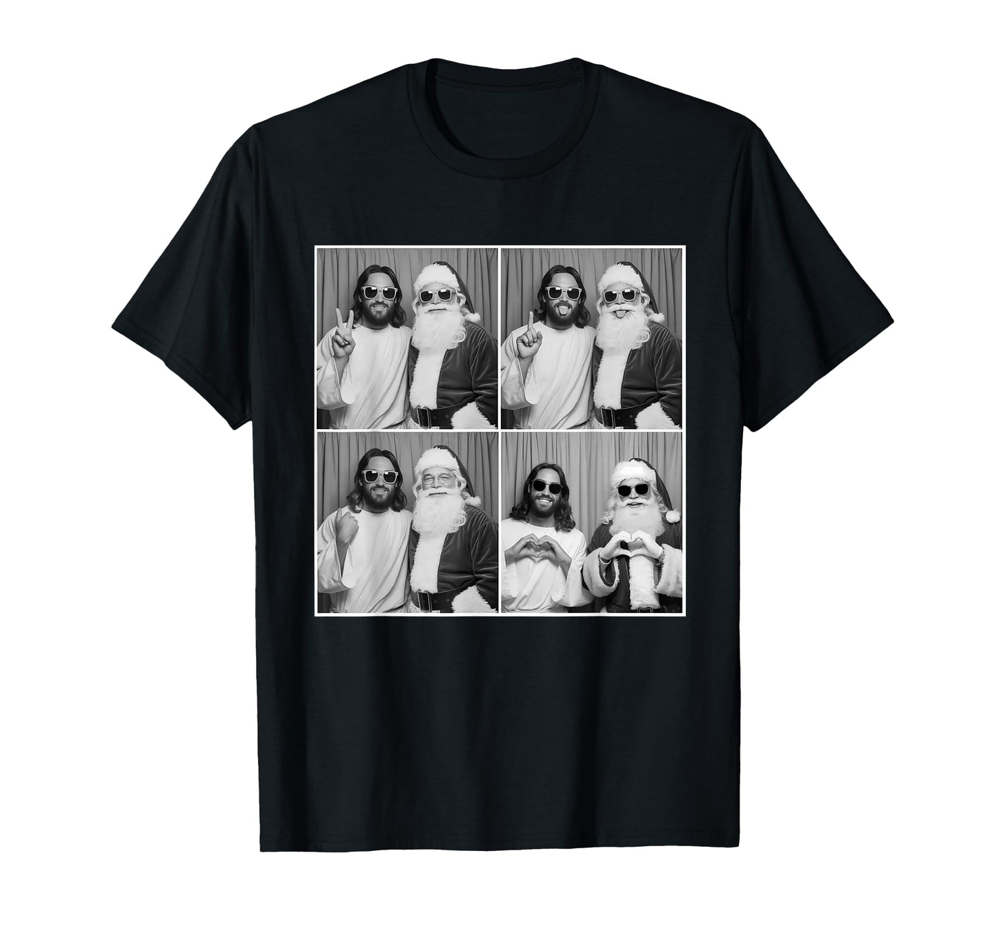 Funny Santa Claus and Jesus photobooth Photo Christmas T-Shirt