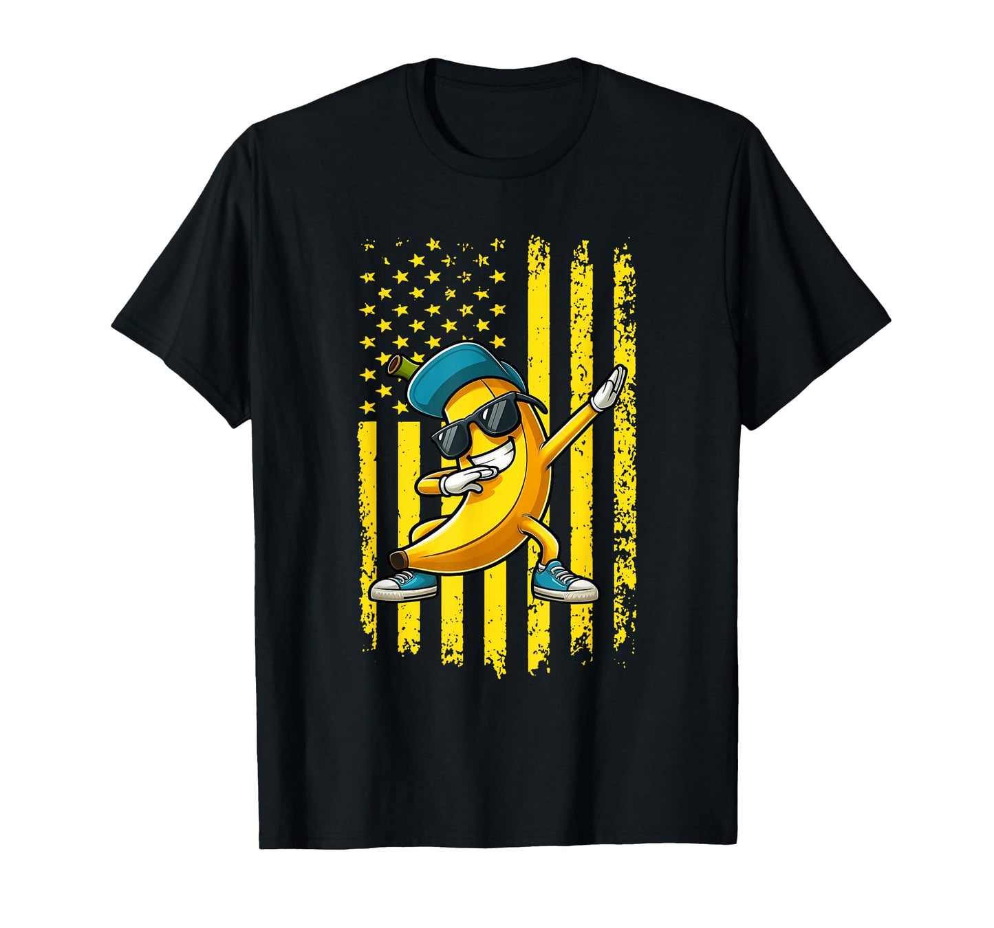 Patriotic Dabbing Banana American Flag 4th of July Boys Kids T-Shirt