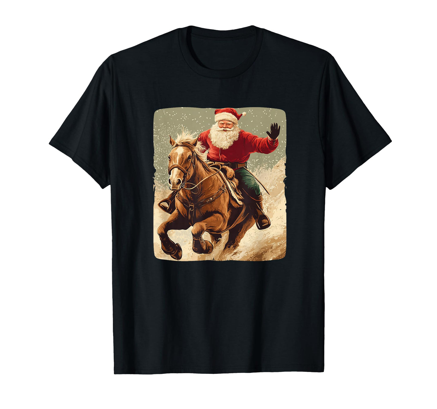 Great Horse Riding Santa Claus Costume for Boys and Girls T-Shirt