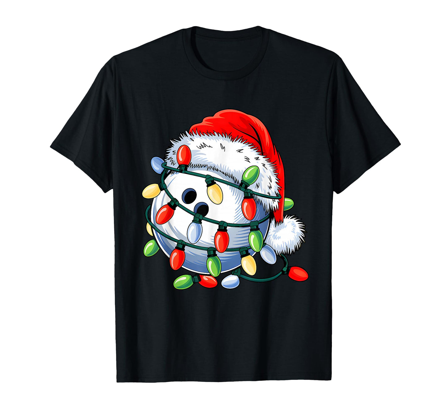 Bowling Ball Santa Hat Xmas Funny Christmas Bowling Lover T-Shirt