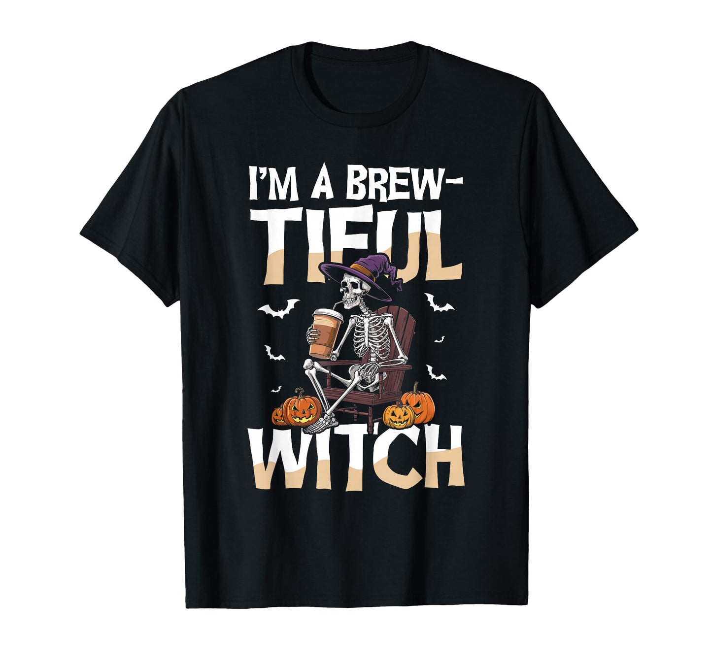 Im A Brewtiful Witch Halloween Coffee Skeleton T-Shirt