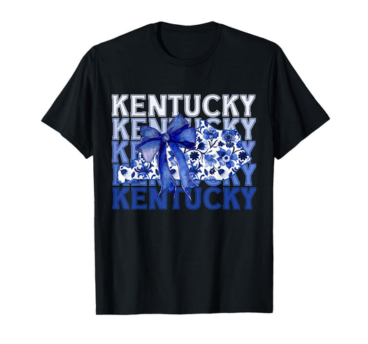 Coquette Blue Floral Bow Kentucky T-Shirt