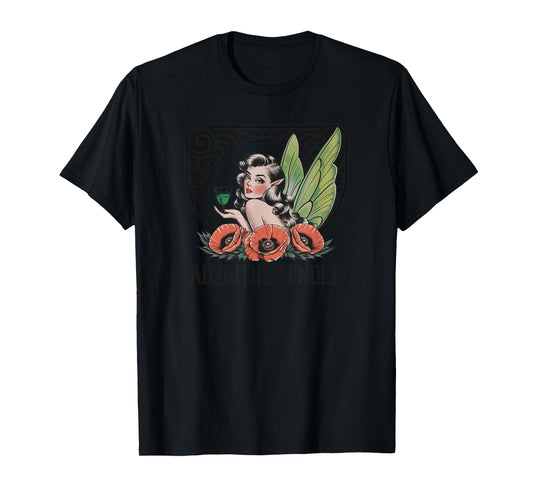 Absinthe Minded Art Nouveau Green Fairy Vintage Poppies T-Shirt