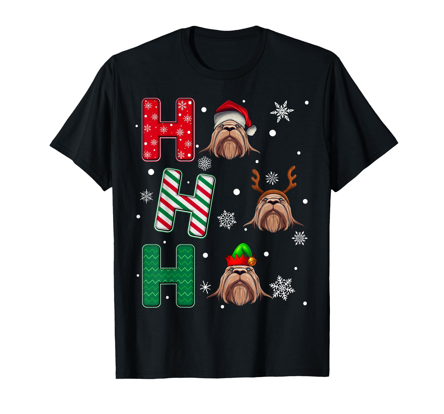 Ho Ho Ho Walrus Animal Matching Santa Elf Xmas T-Shirt