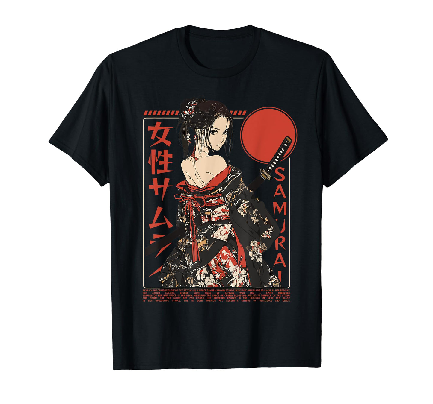 Samurai Warrior Waifu Girl Japanese Ukiyo-e Manga Samurai T-Shirt