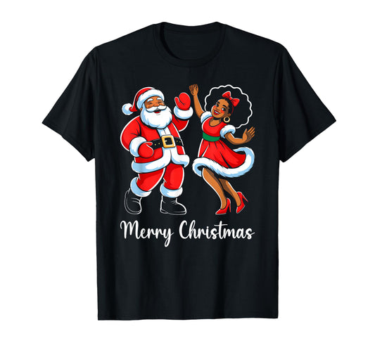 Merry Christmas African American Santa Claus Xmas Dance T-Shirt