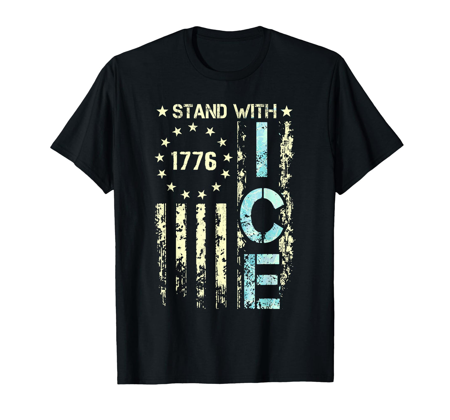 Border Patrol Support ICE Immigration Officers American Flag T-Shirt