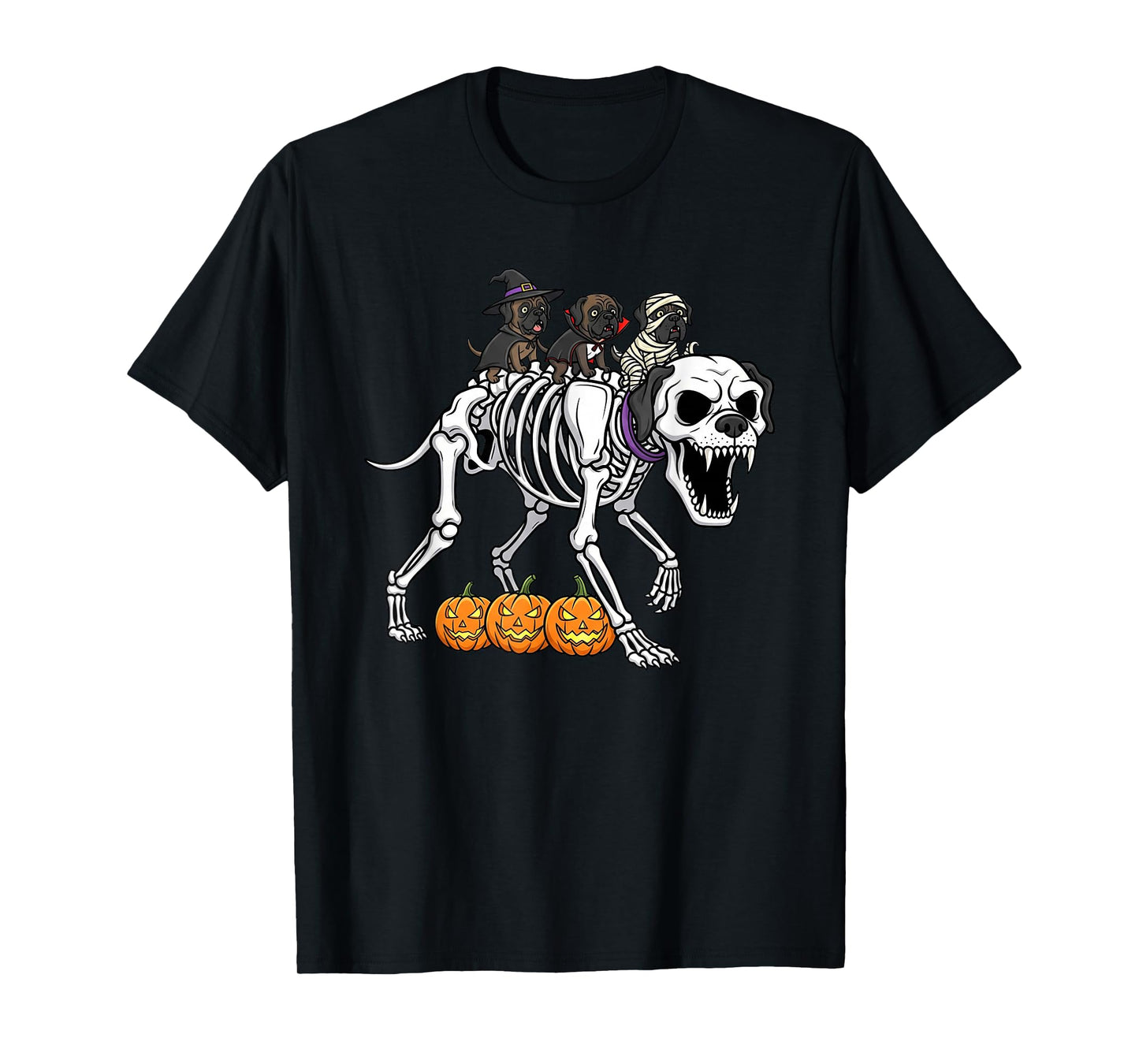 Mastiff Dog Skeleton Mummy Witch Halloween Kids Mens Womens T-Shirt
