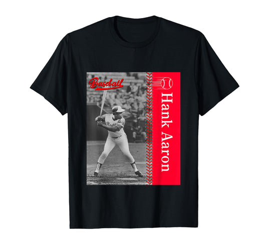 Hank Aaron_Baseball_001 T-Shirt, Small, Black