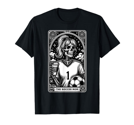 Funny Soccer Mom Skeleton Tarot Card Vintage Halloween T-Shirt