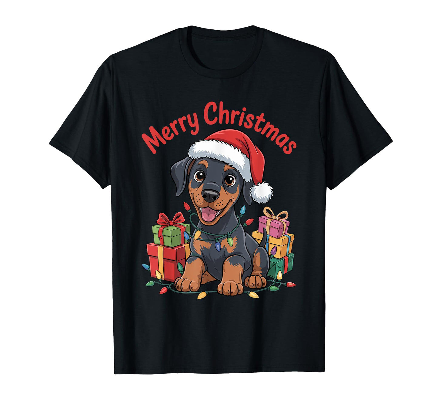 Cute Doberman Christmas Design Funny Dobie Dog Lover Holiday T-Shirt