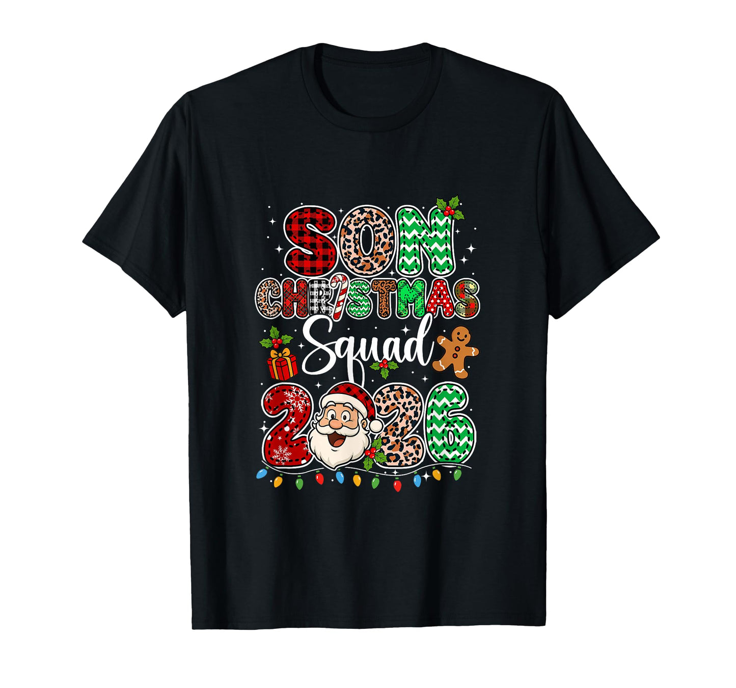 Son Christmas Crew 2026 Leopard Funny Santa Family Group T-Shirt