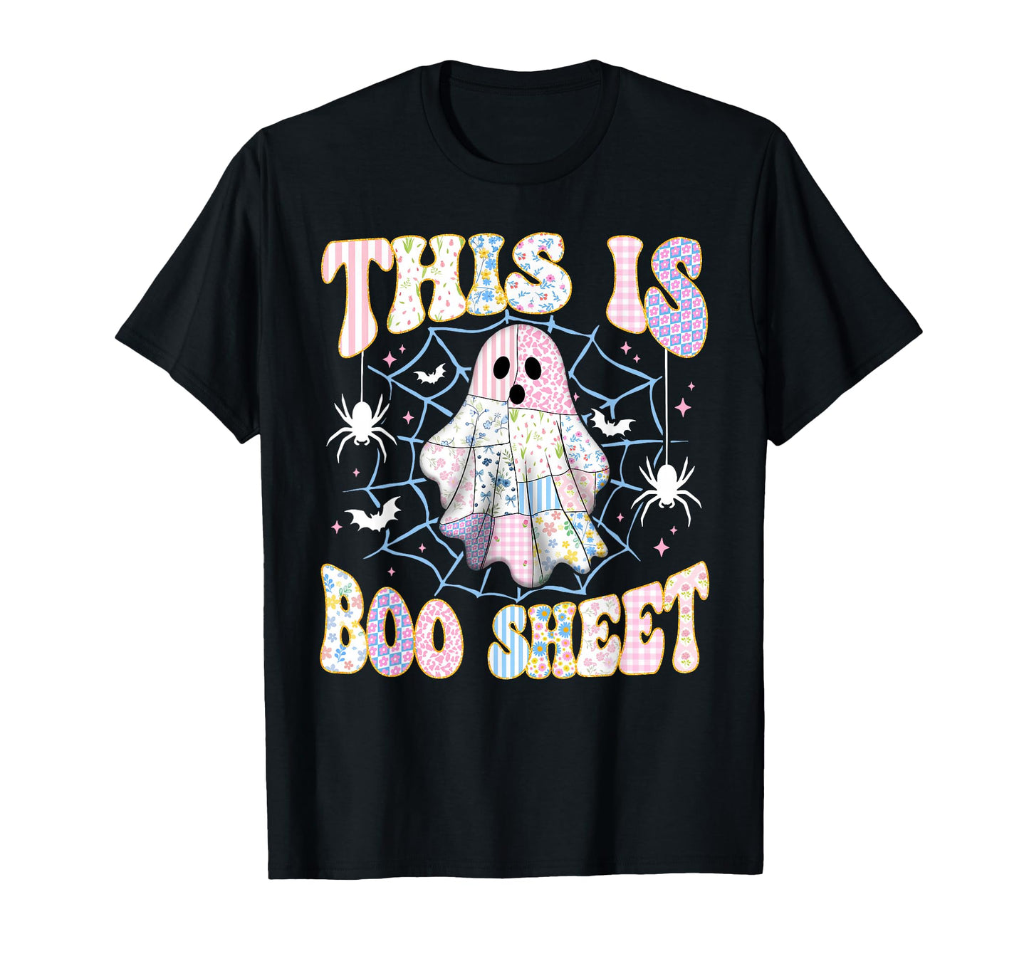 Boo Sheet Ghost Funny Retro Groovy Preppy Costume Girls Kids T-Shirt