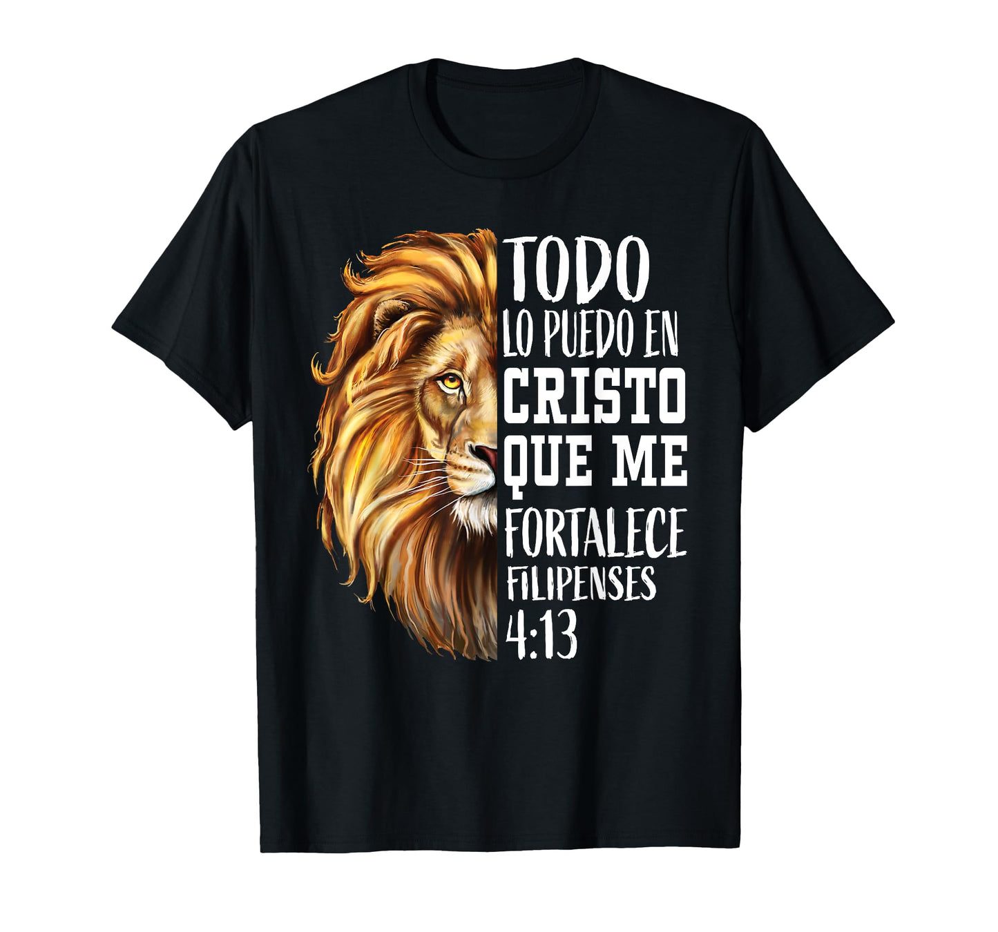Christian Gift Men Spanish Filipenses 4:13 Verses Lion Judah T-Shirt