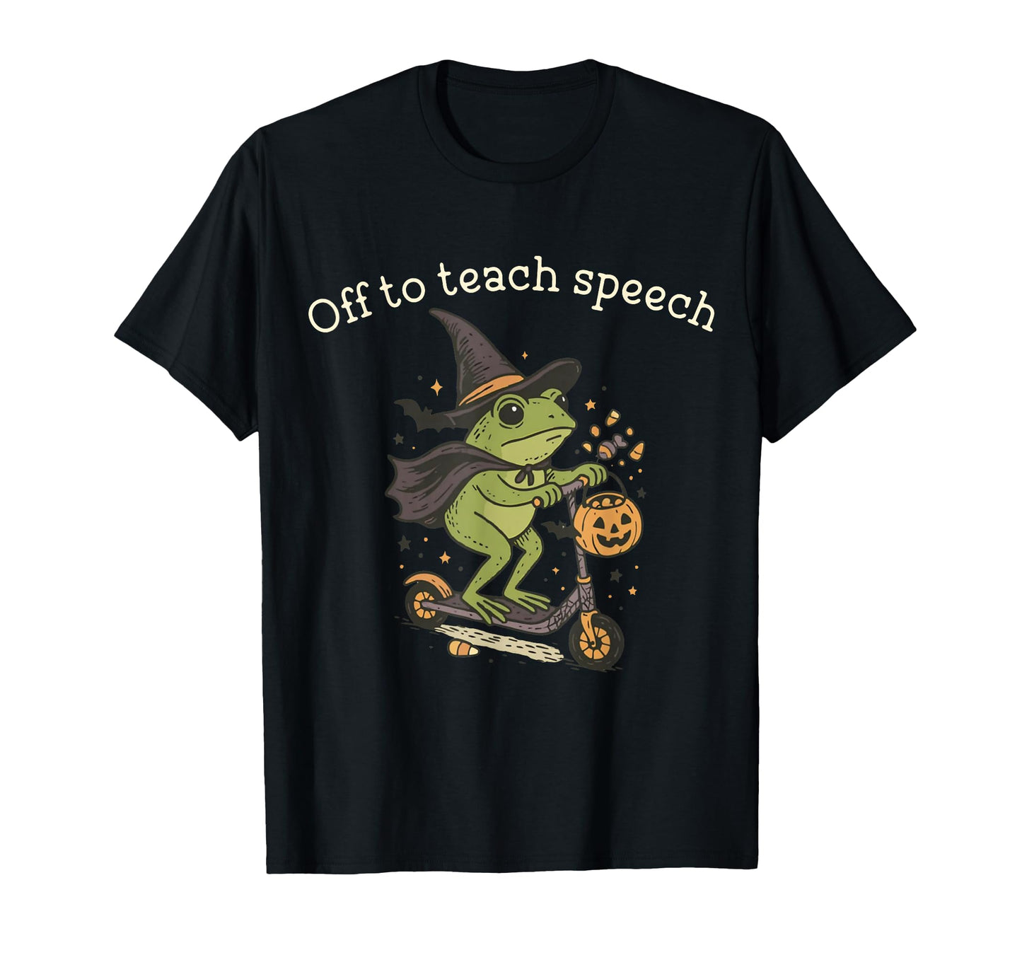 Off to Teach Speech Therapist SLP Frog Witch Halloween T-Shirt