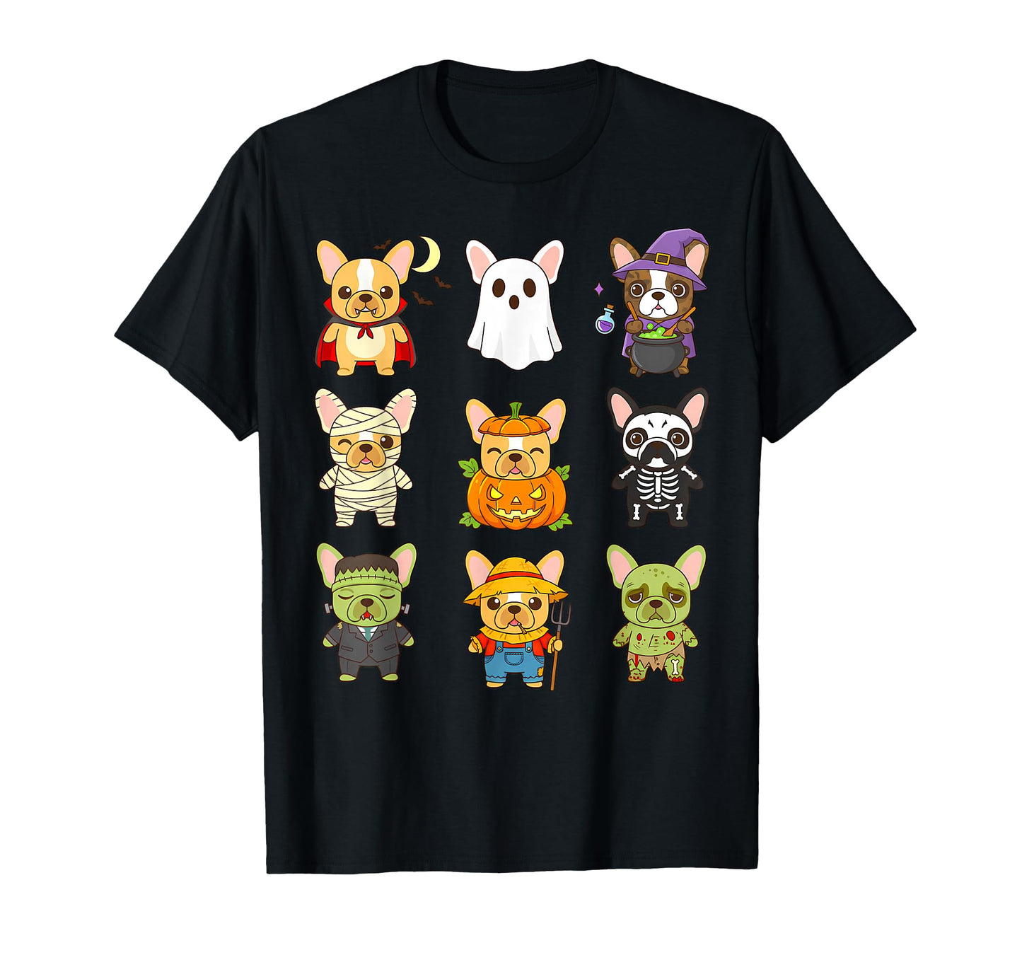 French Bulldog Spooky Halloween Monsters Kawaii Dog Frenchie T-Shirt