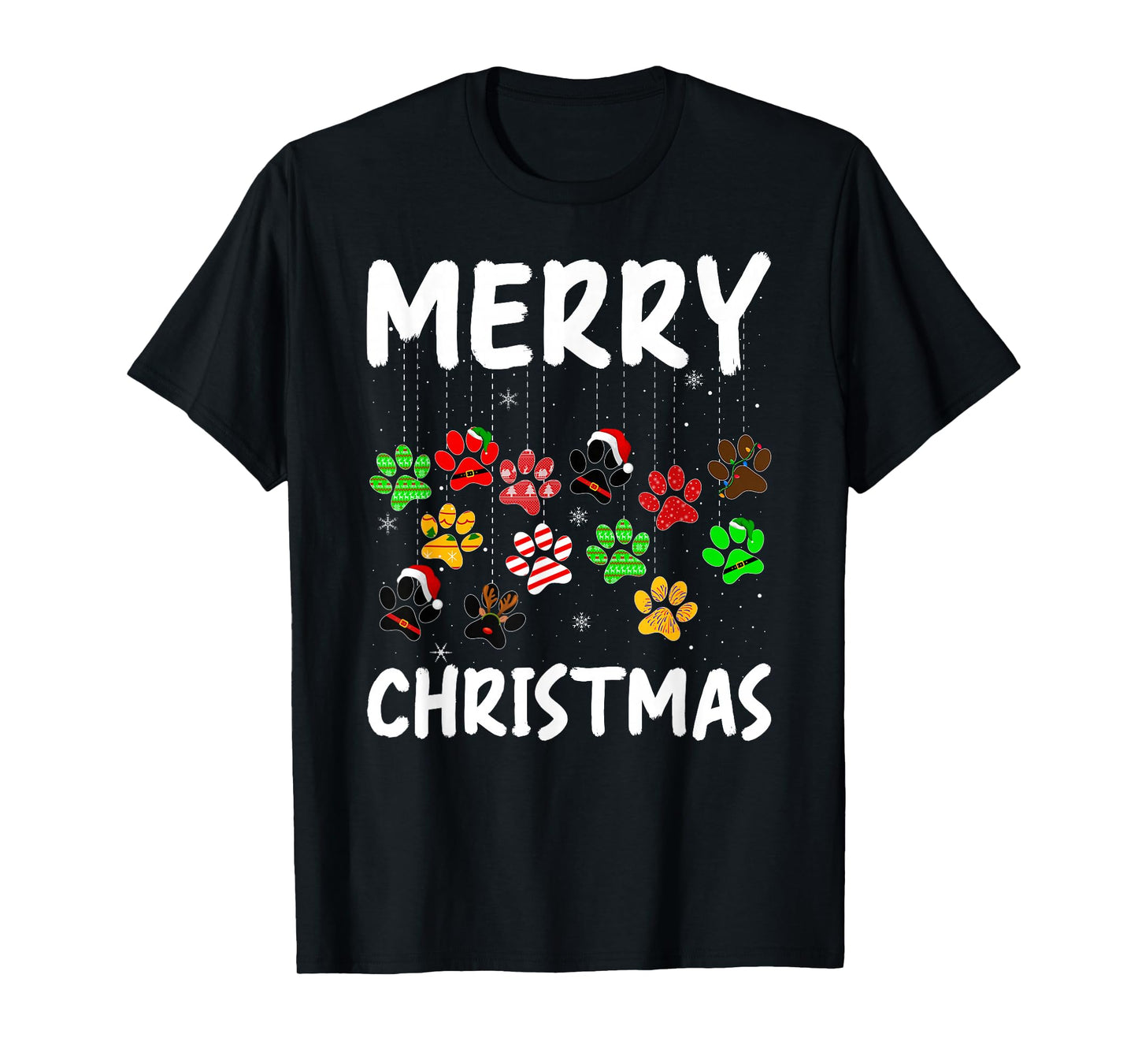Dog Paw Merry Christmas Pajamas Puppy Dog Lover Xmas T-Shirt