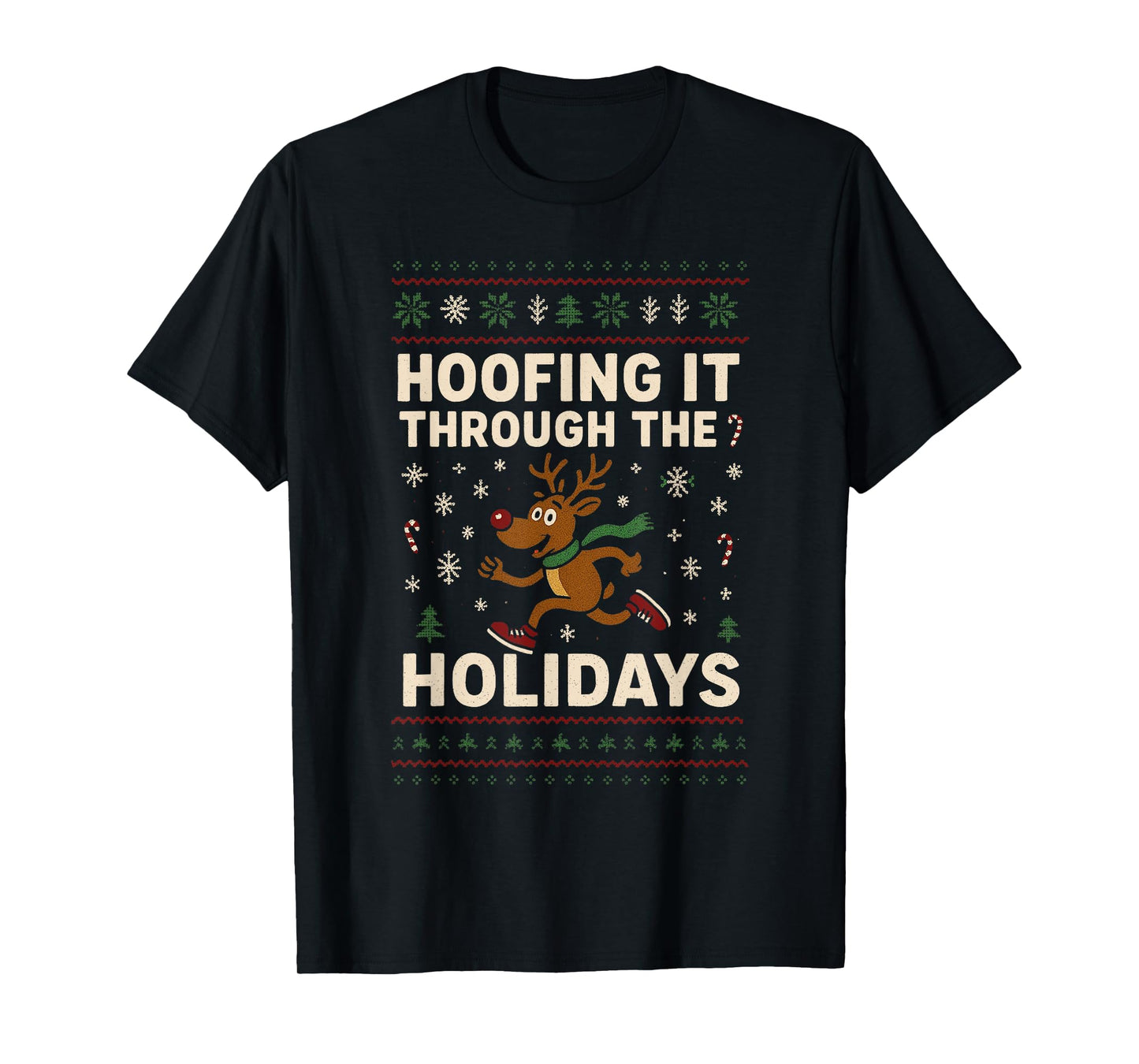 Hoofing It Through The Holidays Christmas Santa Xmas Family T-Shirt