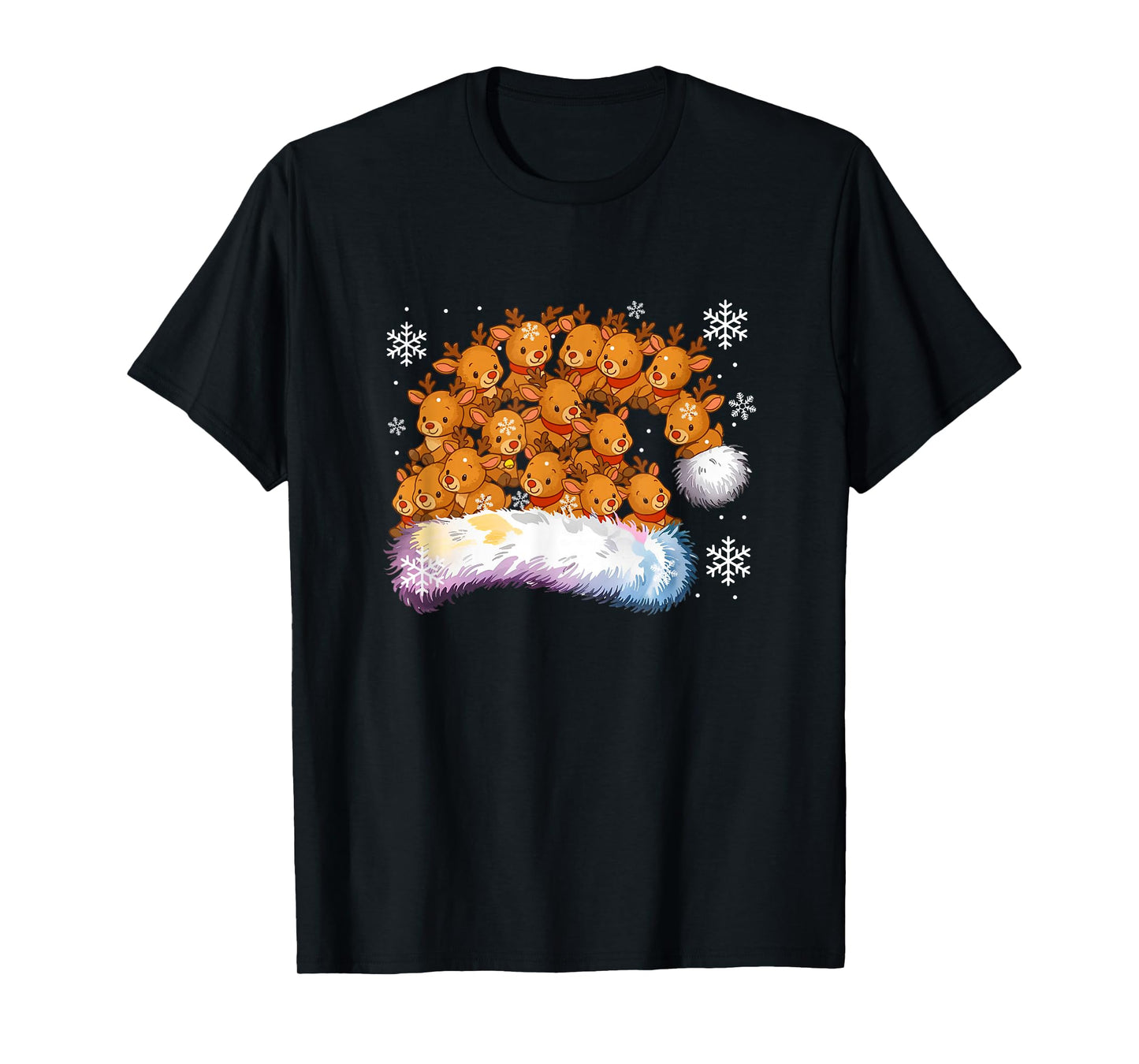 Group Cute Reindeer Xmas Hat Shape Matching Family Kids T-Shirt