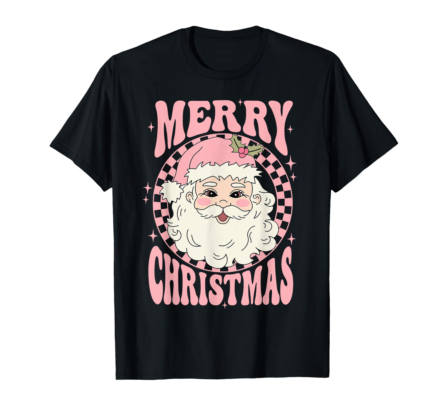 Merry Christmas Pink Santa Claus Retro Vintage T-Shirt
