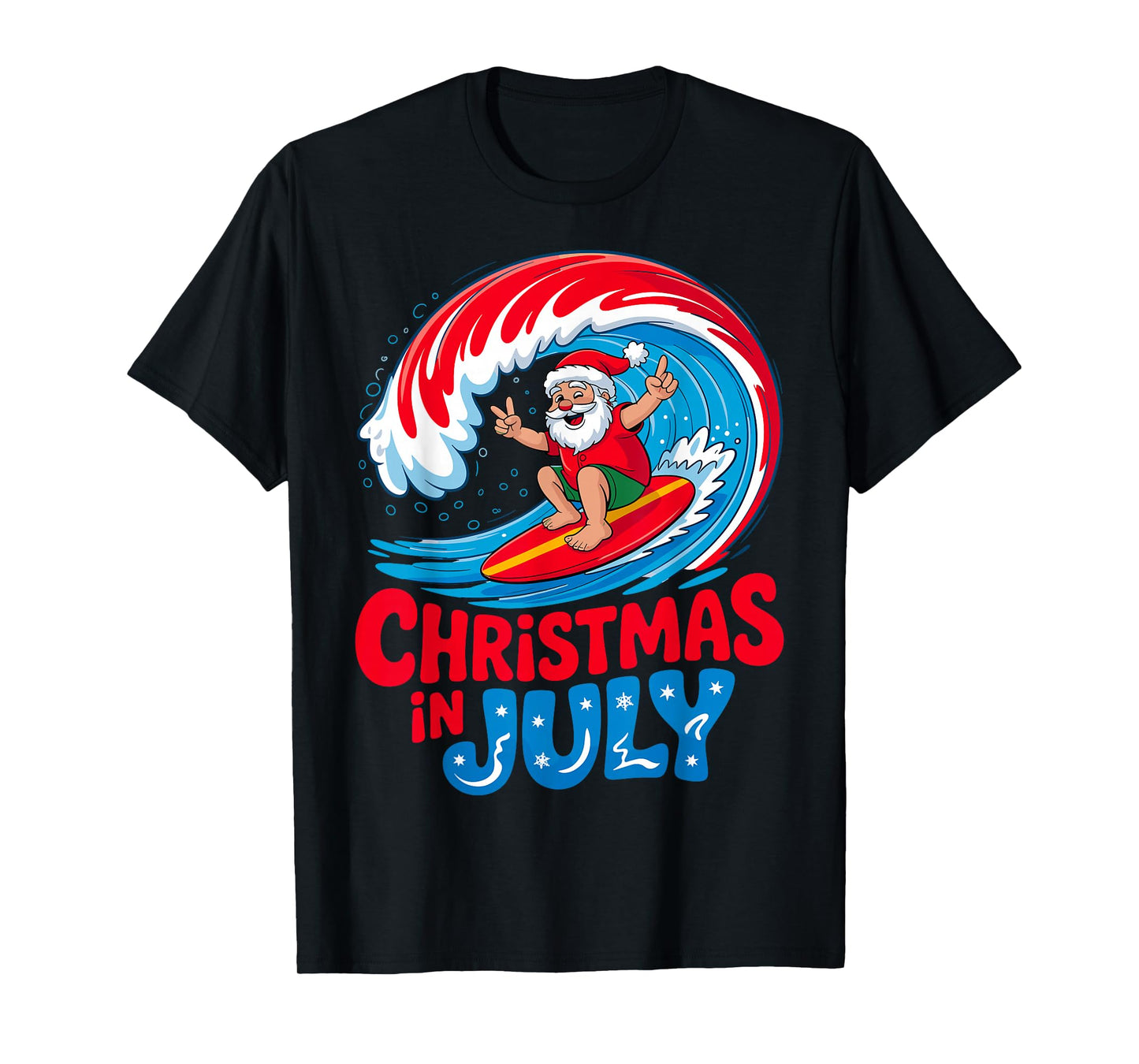Christmas in July Santa Surfing T-Shirt