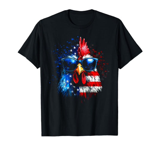 Patriotic Chicken American Flag 4th Of July Farmer Animal T-Shirt