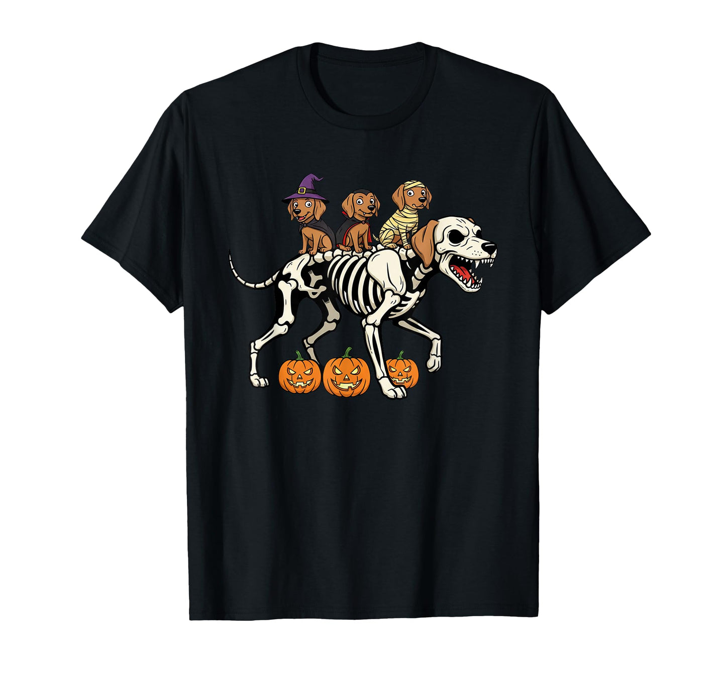 Funny Vizsla Skeleton Mummy Witch Halloween Kids Mens Womens T-Shirt